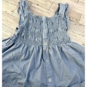 Girls Draper James Chambray Sleeveless Light Blue Smocked Denim Tank Top Size 6